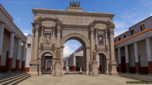 Reconstitution de l'arc de Trajan de timgad